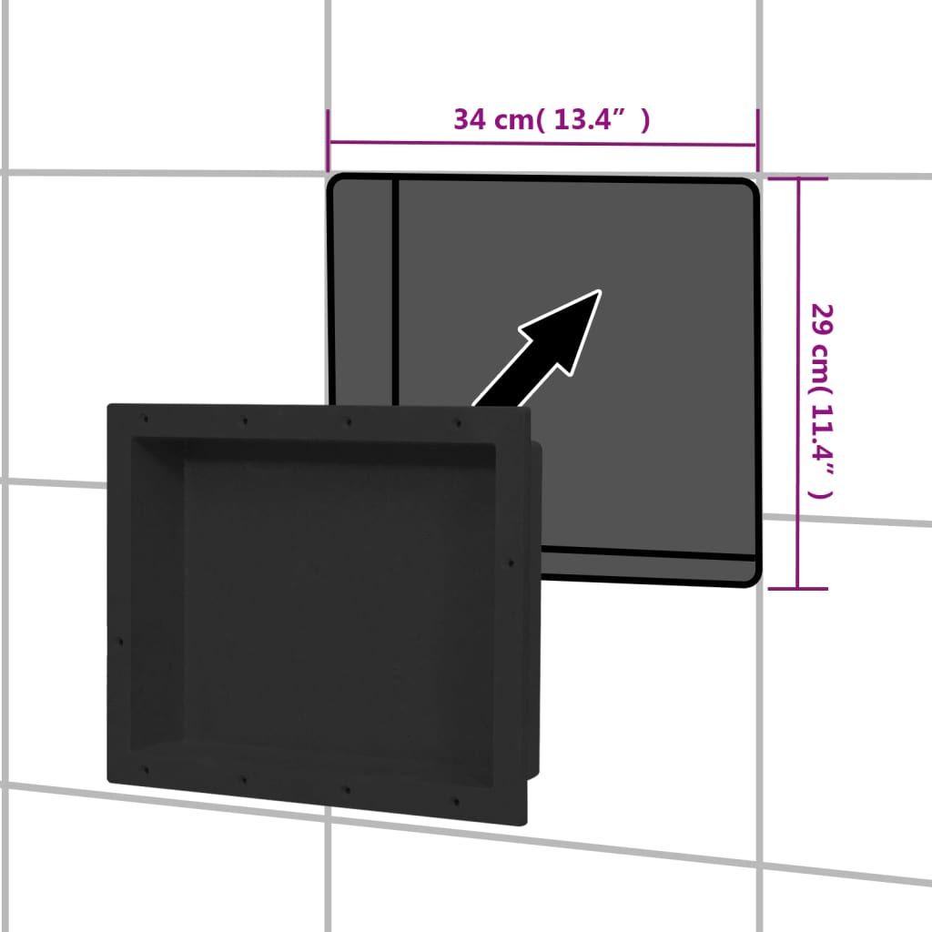 vidaXL Niša za tuš kabino mat črna 41x51x10 cm