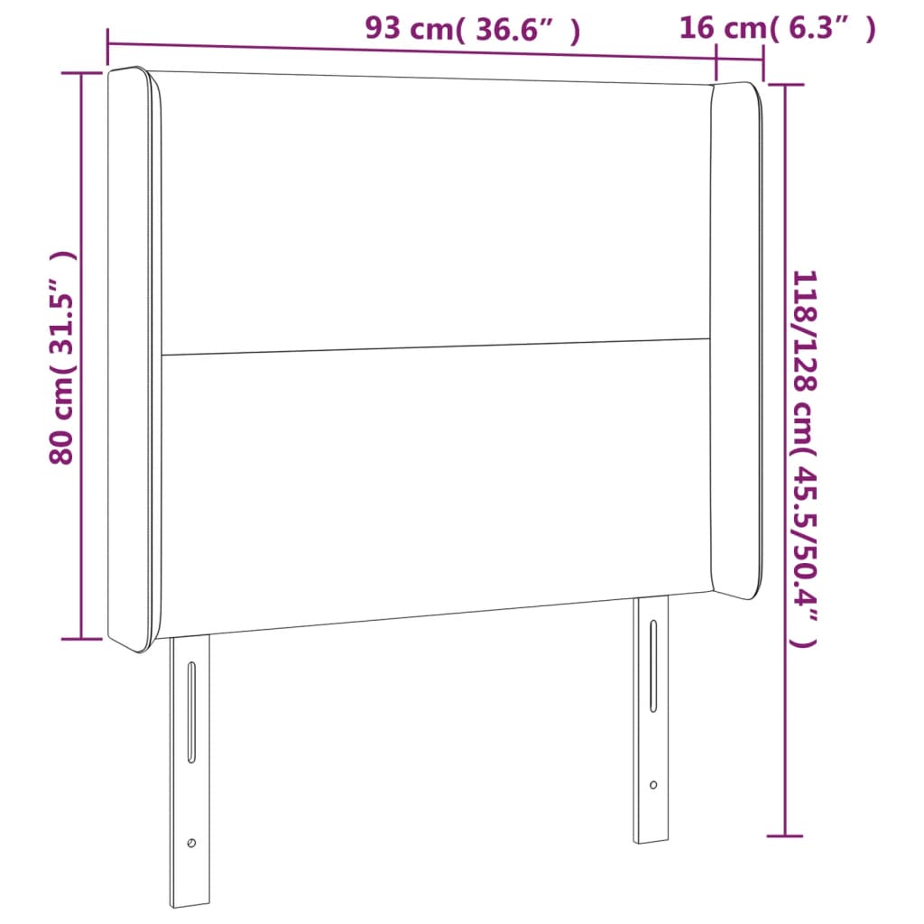 vidaXL LED posteljno vzglavje temno rjavo 93x16x118/128 cm blago