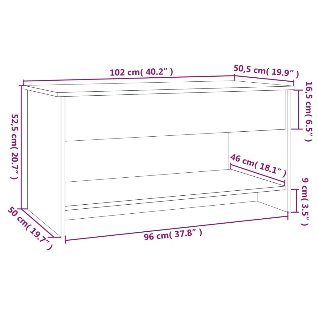 vidaXL Klubska mizica sonoma hrast 102x50x52,5 cm konstruiran les