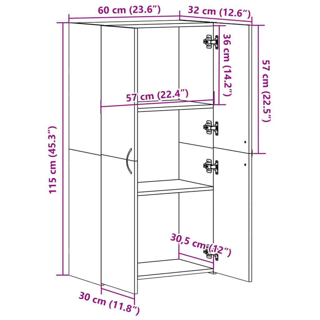 vidaXL Arhivska omara dimljeni hrast 60x32x115 cm inženirski les