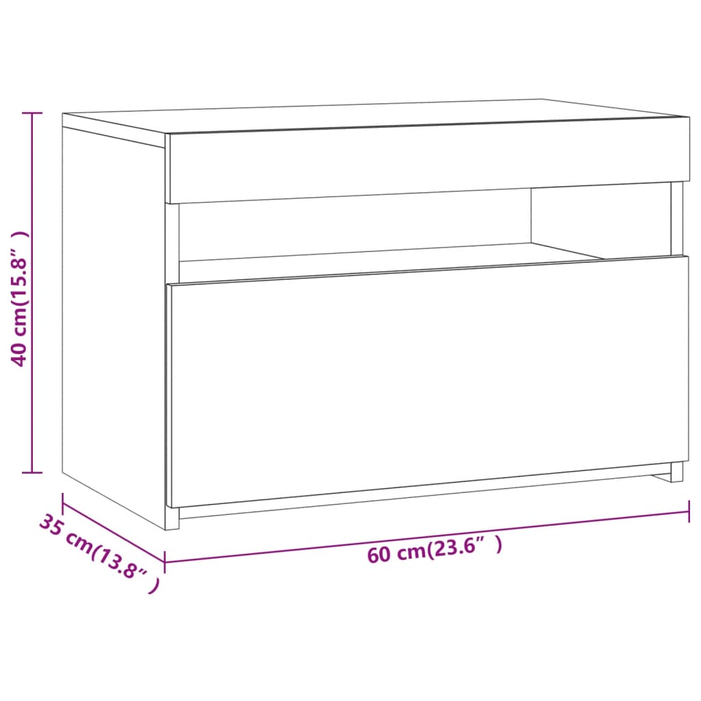 vidaXL Nočna omarica z LED lučkami siva sonoma 60x35x40 cm