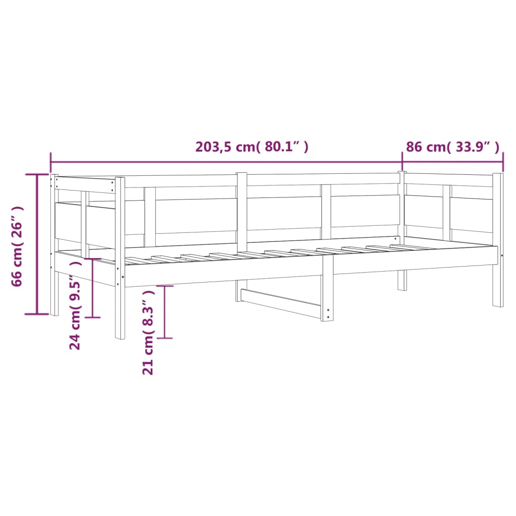 vidaXL Dnevna postelja trdna borovina 80x200 cm