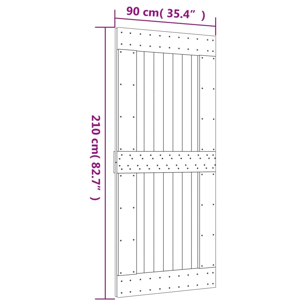 vidaXL Drsna vrata s kompletom vodil 90x210 cm trdna borovina