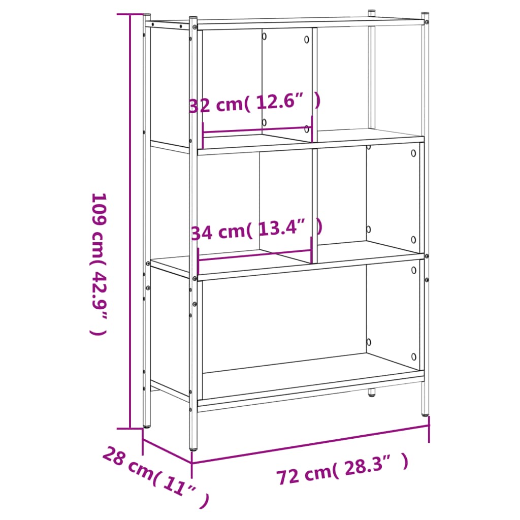 vidaXL Knjižna omara dimljeni hrast 72x28x109 cm inženirski les