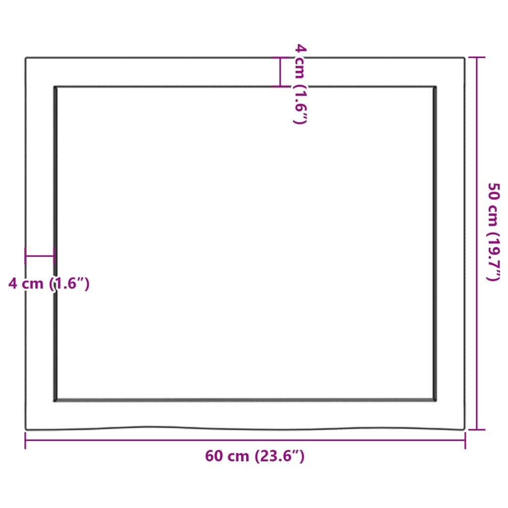 vidaXL Mizna plošča 60x50x(2-4) cm neobdelana trdna hrastovina