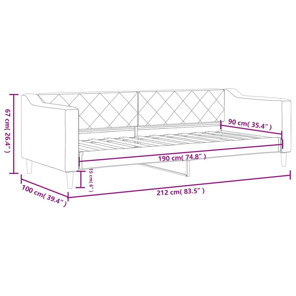 vidaXL Raztegljiva postelja črna 90x190 cm blago