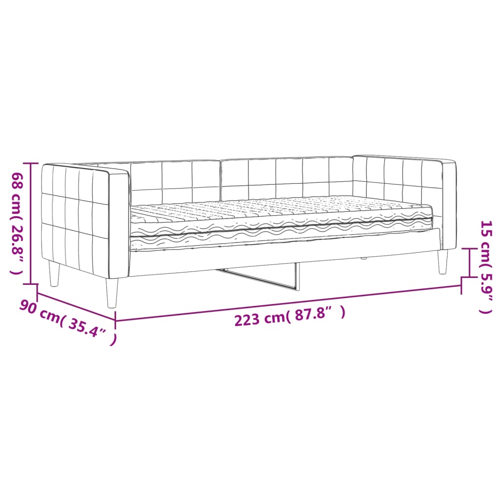 vidaXL Dnevna postelja z vzmetnico črna 80x200 cm žamet