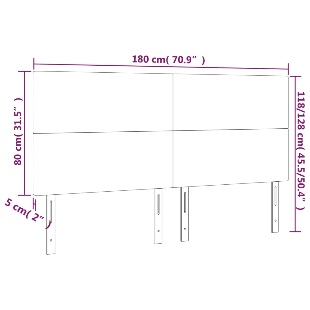 vidaXL LED posteljno vzglavje črno 180x5x118/128 cm umetno usnje