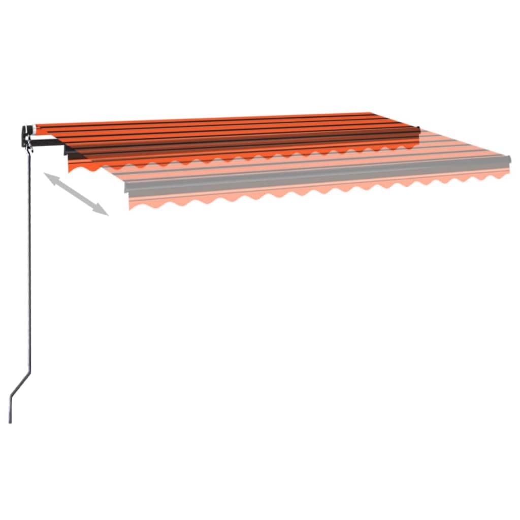 vidaXL Ročno zložljiva tenda z LED lučmi 450x350 cm oranžna in rjava