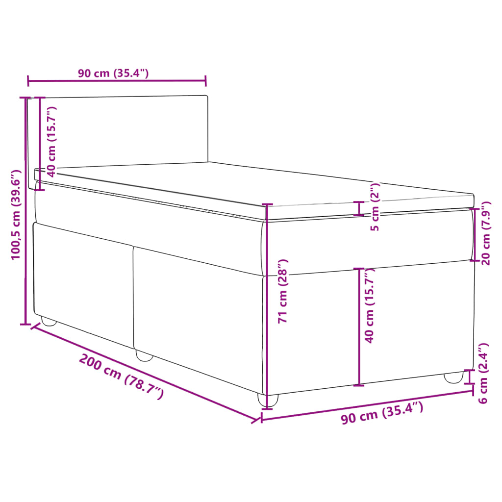 vidaXL Box spring postelja z vzmetnico svetlo siva 90x200 cm blago