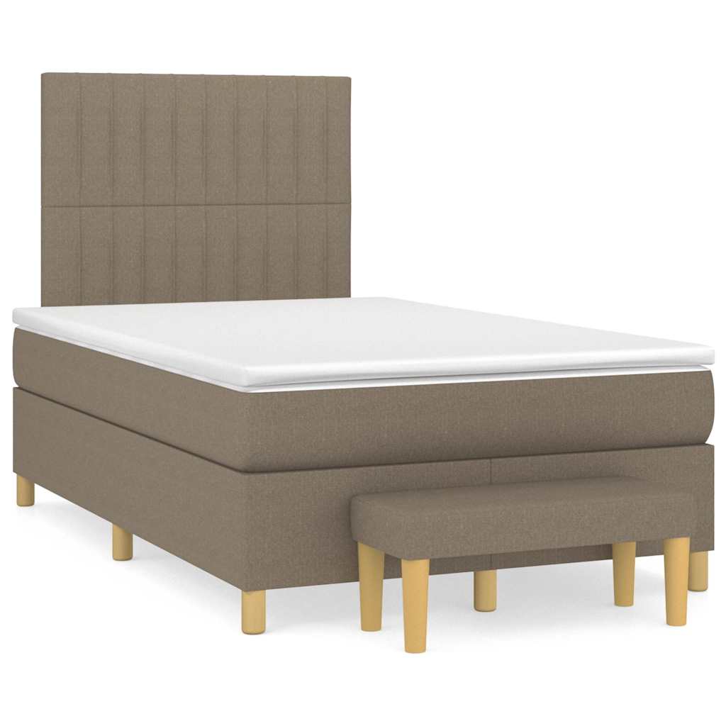 vidaXL Box spring postelja z vzmetnico taupe 120x190 cm blago