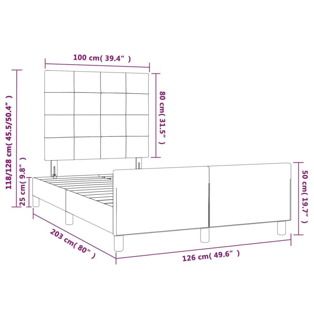 vidaXL Posteljni okvir z vzglavjem roza 120x200 cm žamet