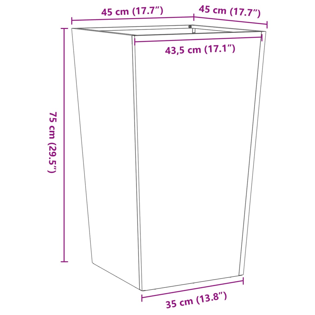 vidaXL Vrtno korito 2 kosa 45x45x75 cm pocinkano jeklo