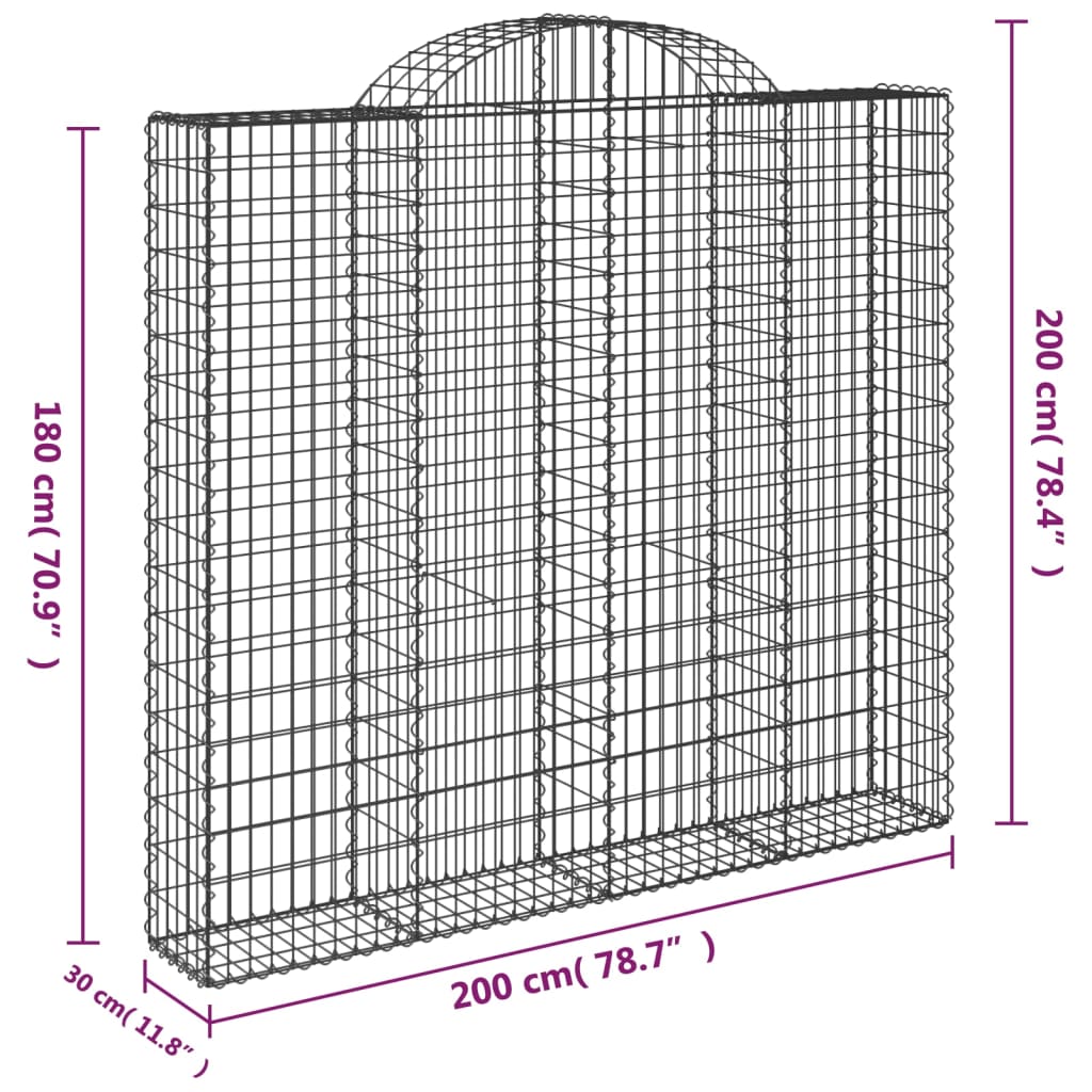 vidaXL Obokane gabion košare 9 kosa 200x30x180/200 cm pocinkano železo