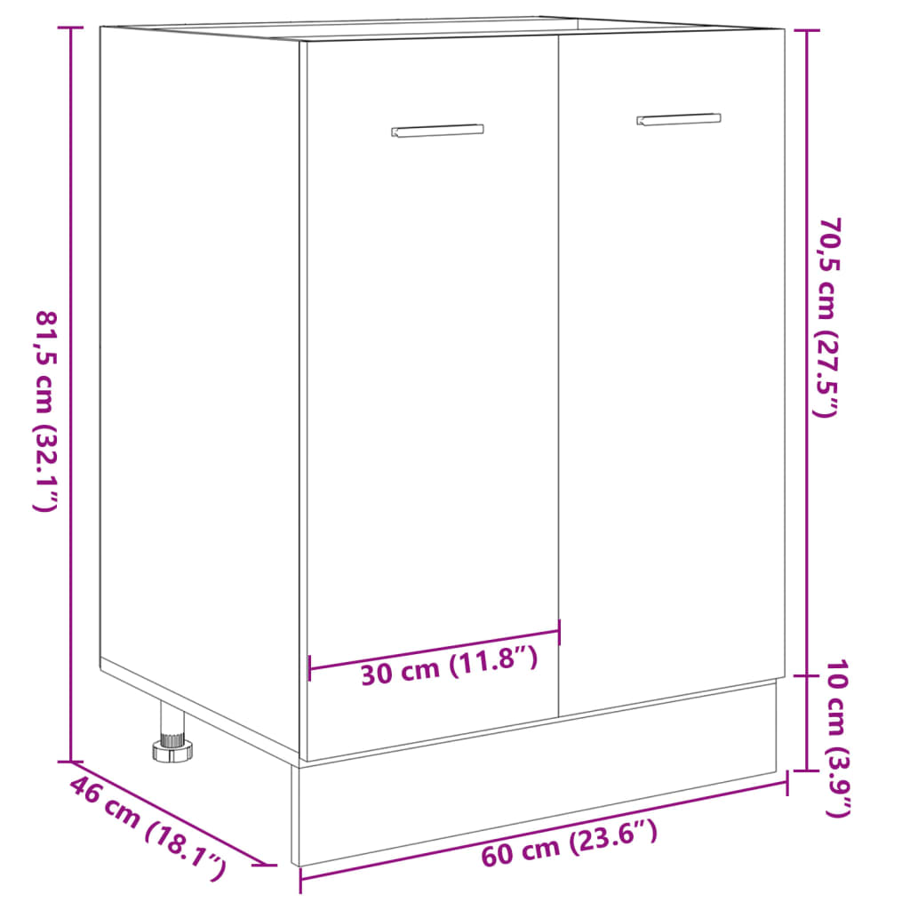 vidaXL Spodnja omarica sonoma hrast 60x46x81,5 cm iverna plošča