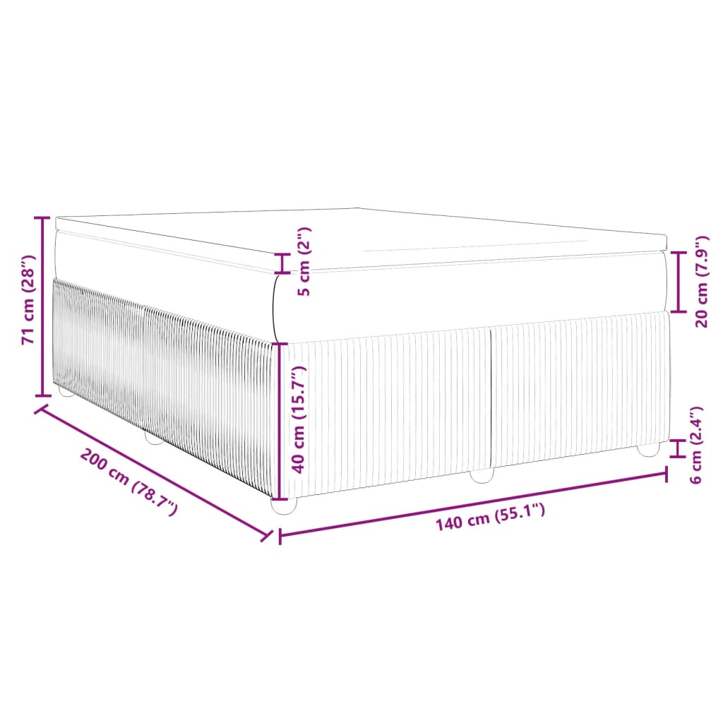 vidaXL Box spring postelja z vzmetnico temno rjava 140x200 cm blago