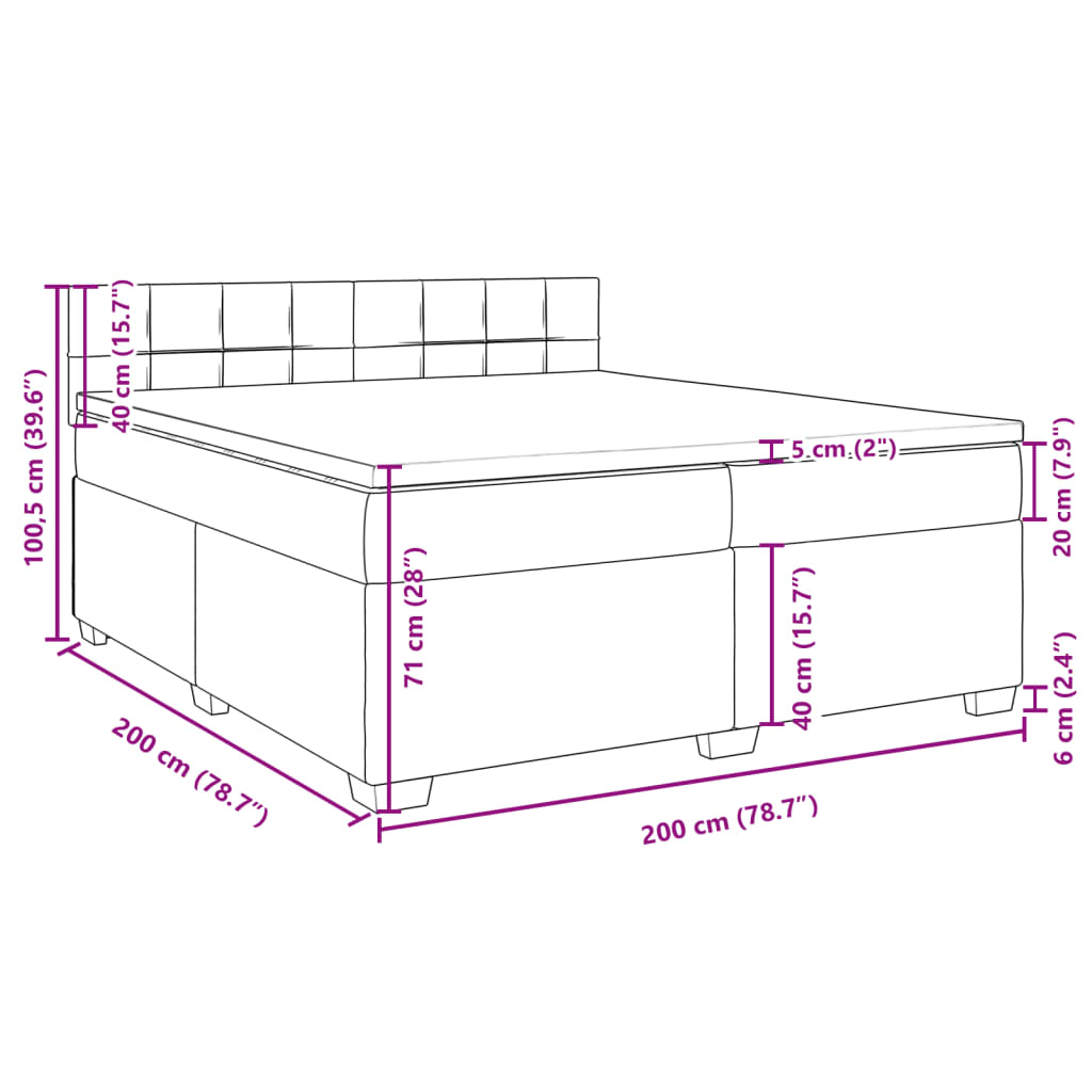 vidaXL Box spring postelja z vzmetnico svetlo siva 200x200 cm blago