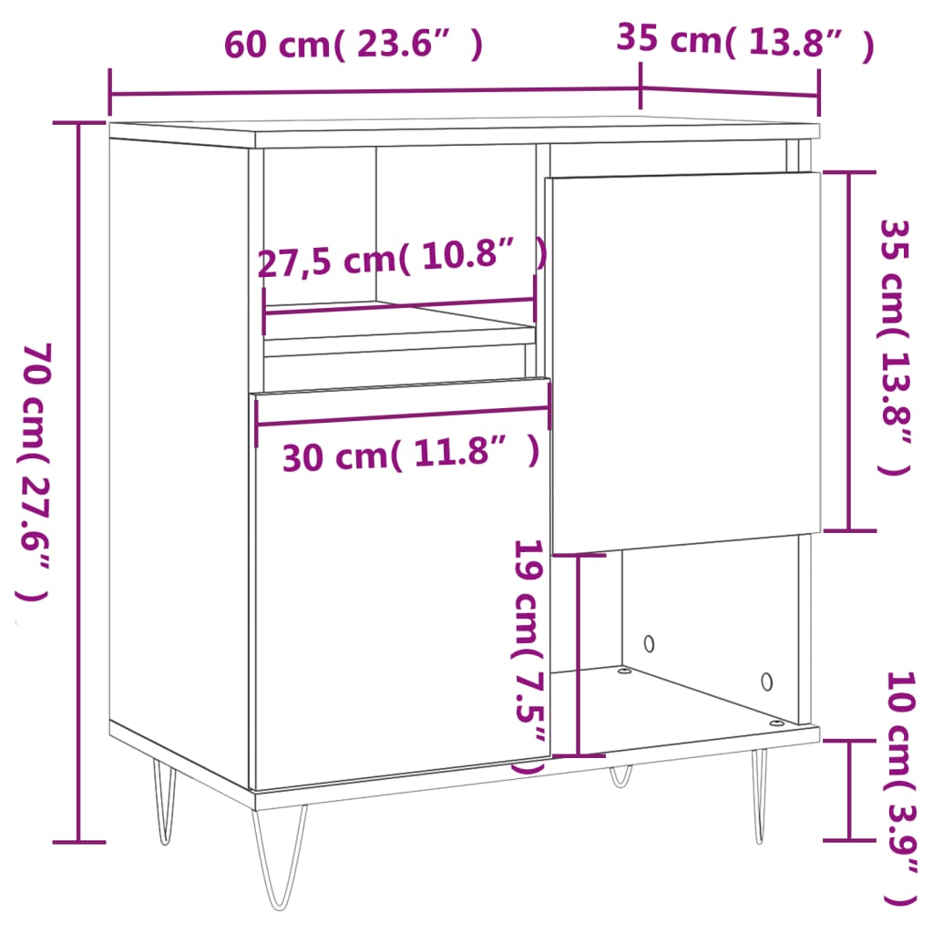 vidaXL Komoda betonsko siva 60x35x70 cm inženirski les