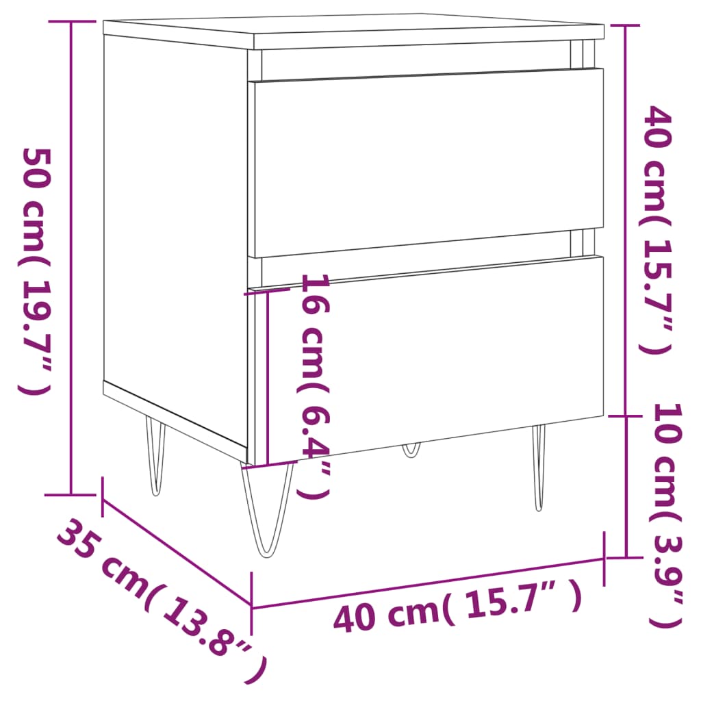 vidaXL Nočna omarica sonoma hrast 40x35x50 cm inženirski les