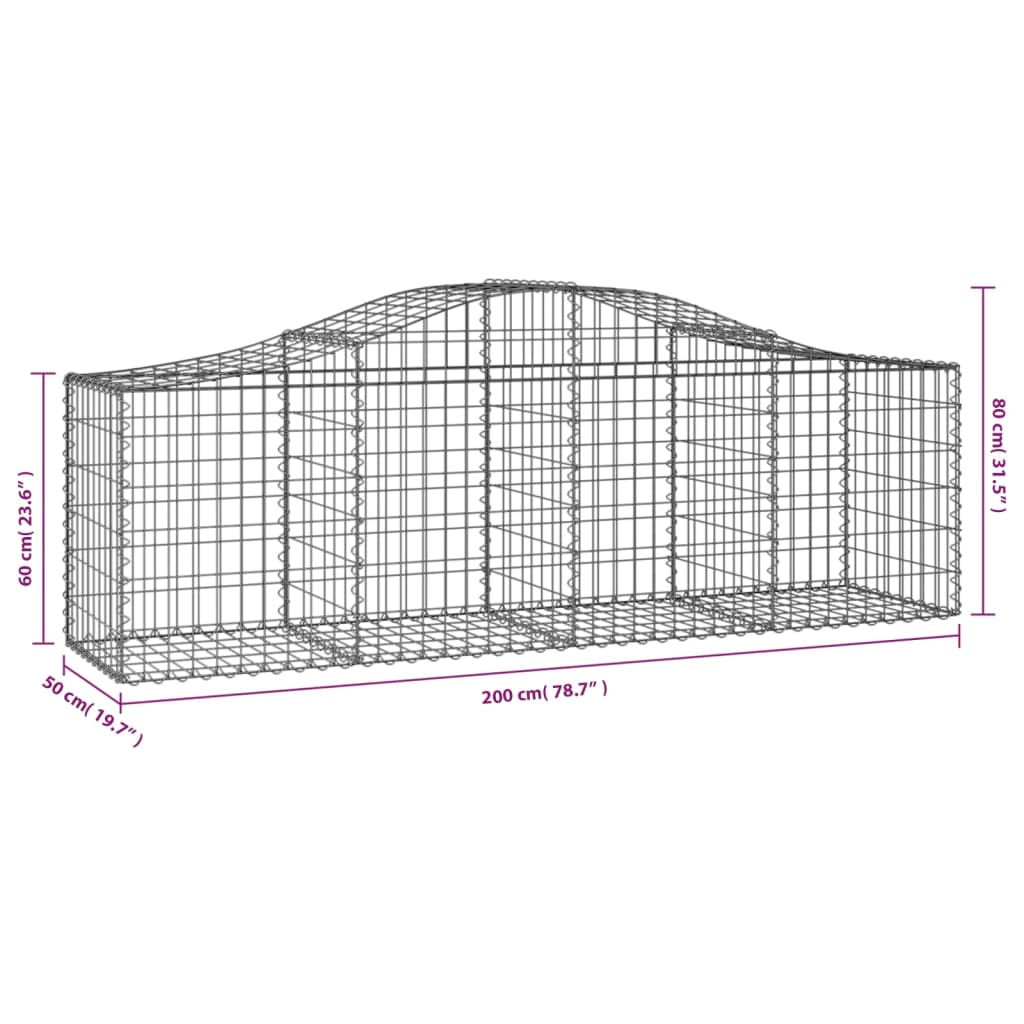 vidaXL Obokana gabionska košara 14 kosov 200x50x60/80cm cinkano železo