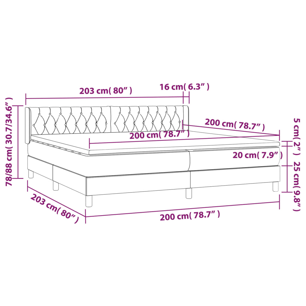 vidaXL Box spring postelja z vzmetnico taupe 200x200 cm blago