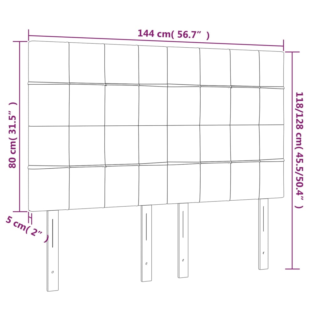 vidaXL LED posteljno vzglavje temno rjavo 144x5x118/128 cm blago