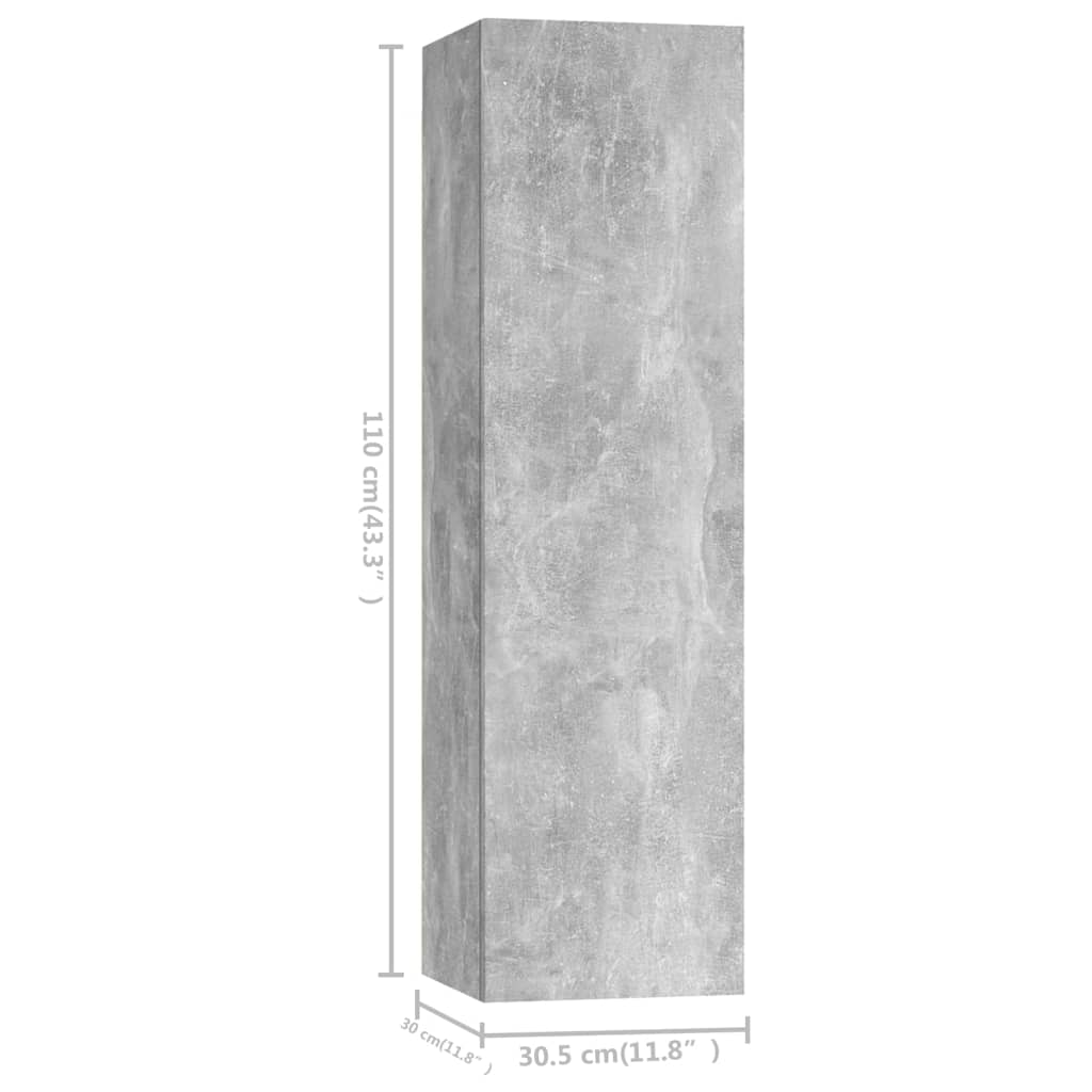 vidaXL Komplet TV omaric 4-delni betonsko siva inženirski les