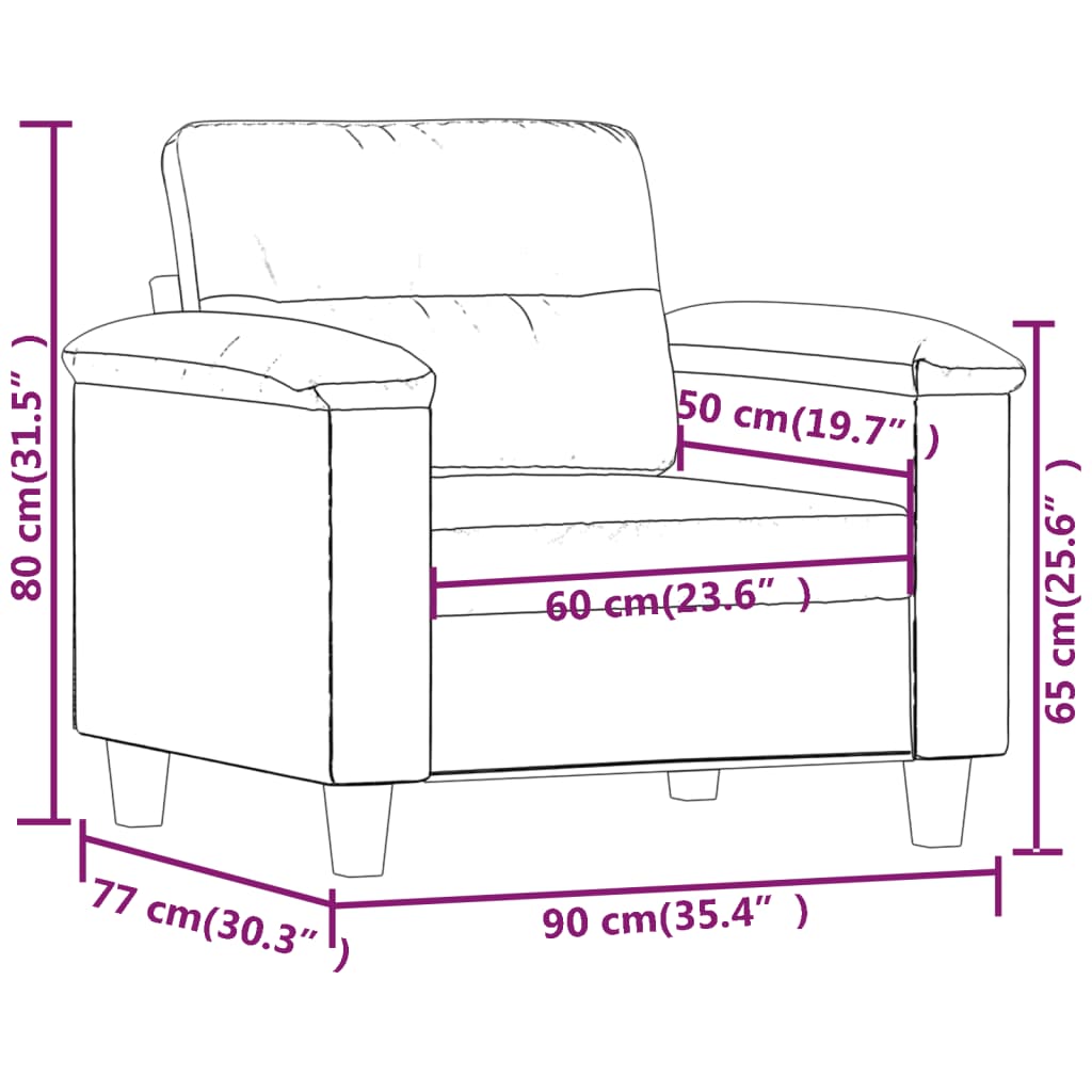 vidaXL Fotelj svetlo siv 60 cm tkanina iz mikrovlaken