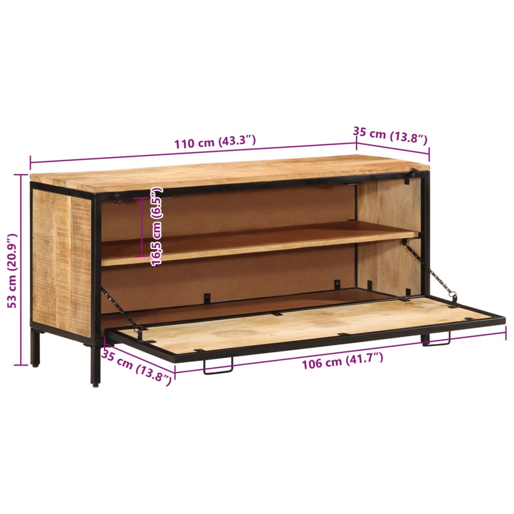 vidaXL Omarica za čevlje 110x35x53 cm trden robusten mangov les