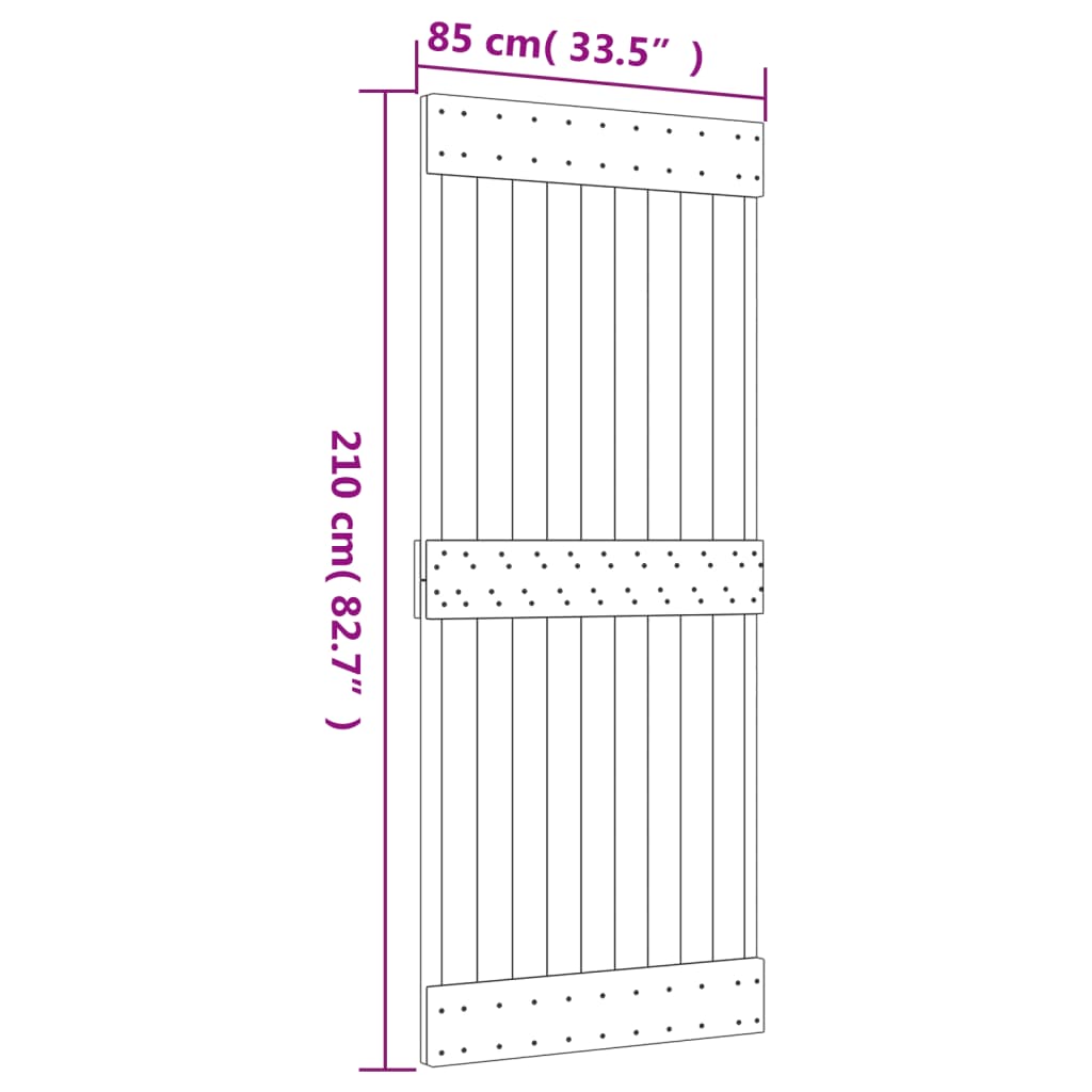 vidaXL Drsna vrata s kompletom vodil 85x210 cm trdna borovina