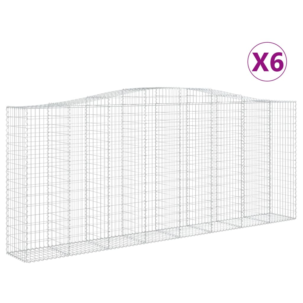 vidaXL Obokane gabion košare 6 kosov 400x50x160/180cm pocinkano železo