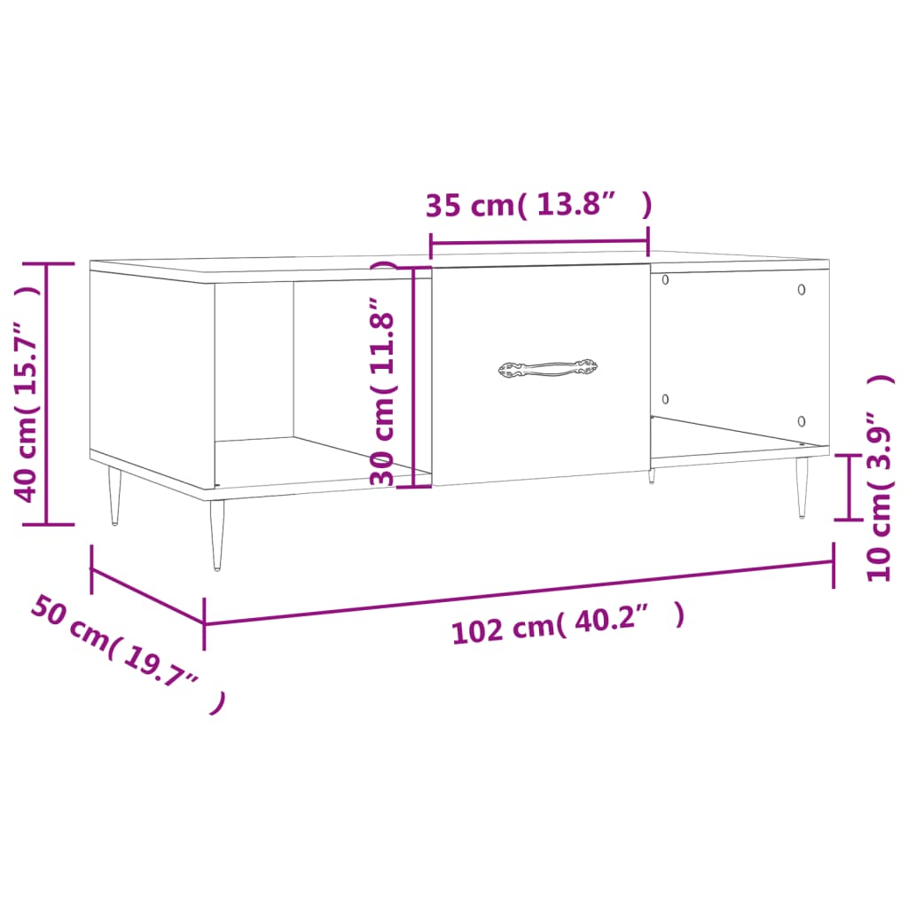 vidaXL Klubska mizica črna 102x50x40 cm inženirski les