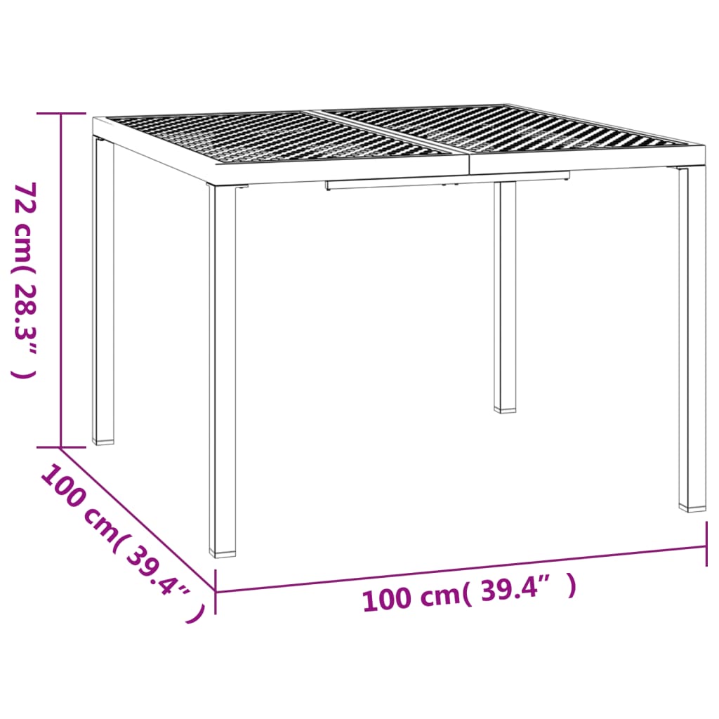 vidaXL Vrtna miza antracit 100x100x72 cm jeklo