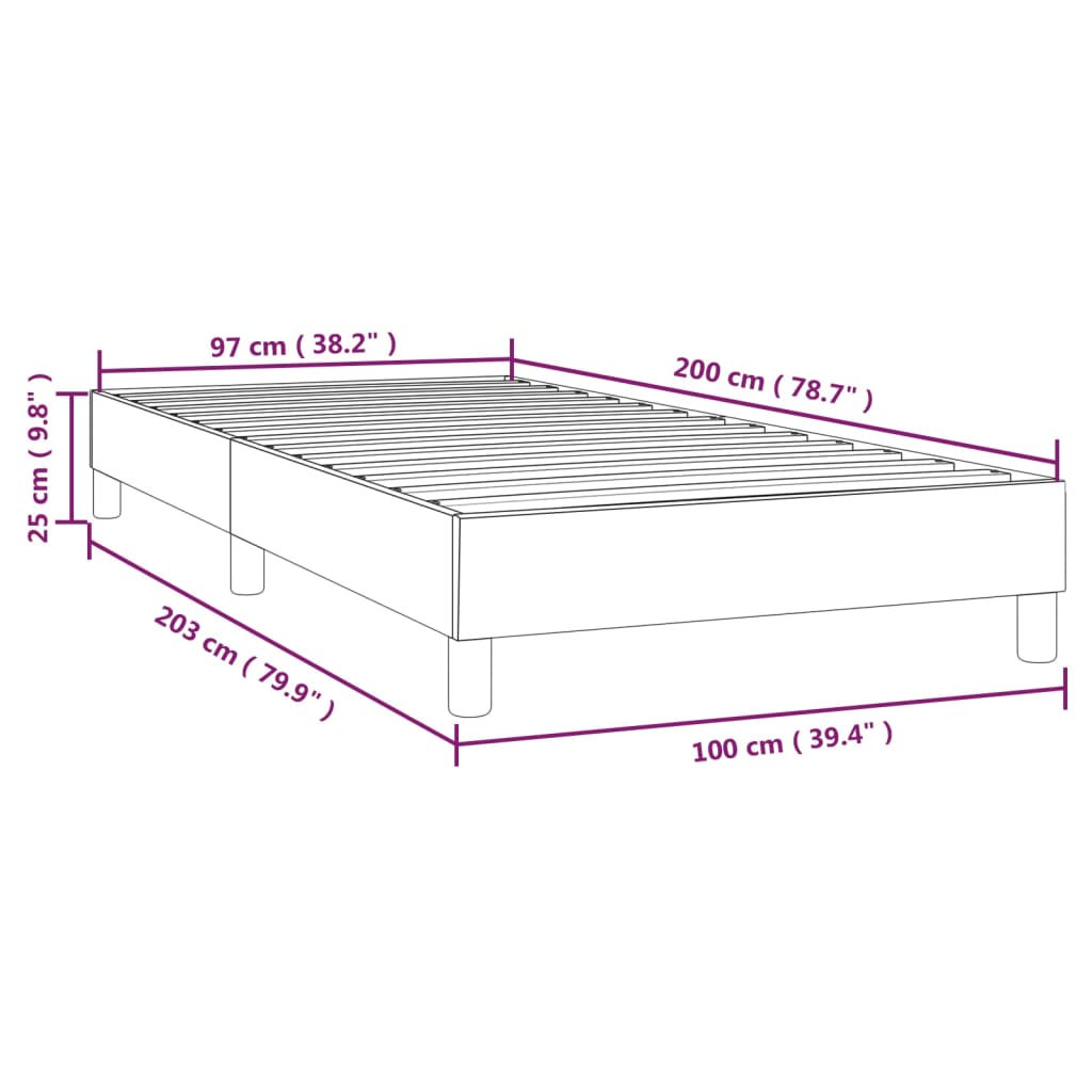 vidaXL Posteljni okvir krem 100x200 cm blago