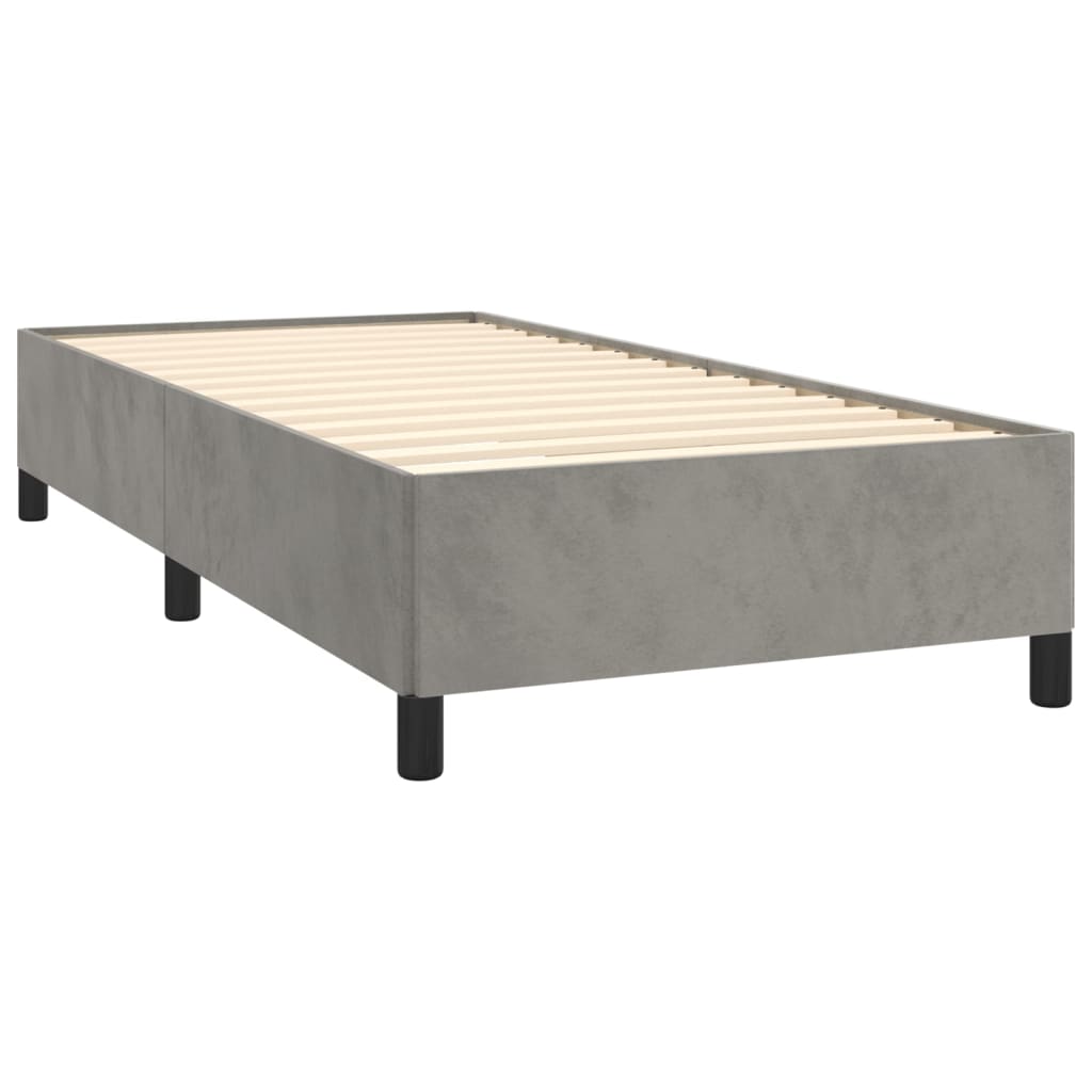 vidaXL Box spring postelja z vzmetnico svetlo siva 90x200 cm žamet