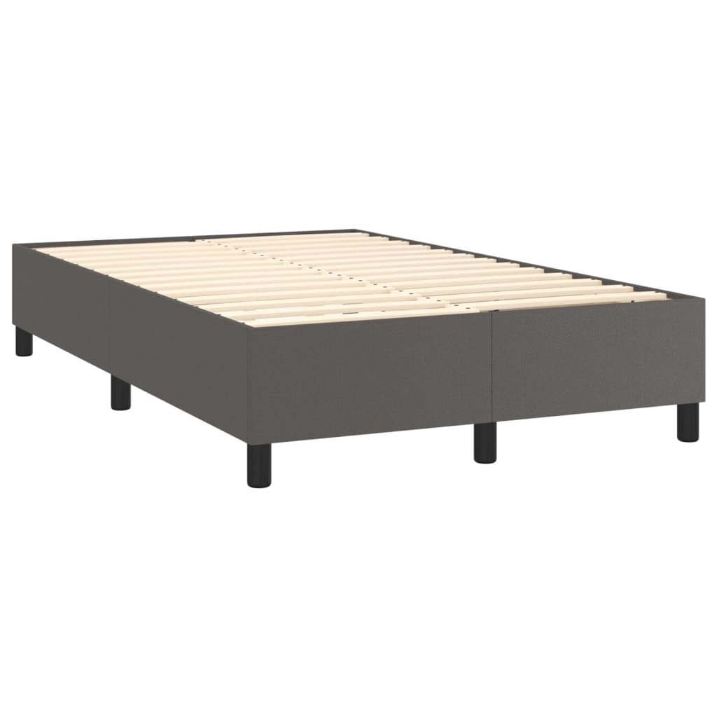 vidaXL Box spring postelja z vzmetnico siv 120x200 cm umetno usnje