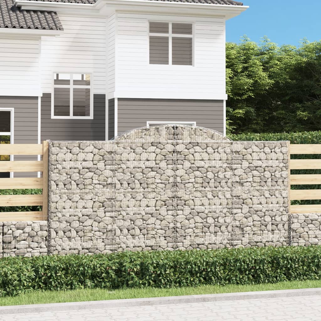 vidaXL Obokane gabion košare 7 kosi 300x50x160/180 cm pocinkano železo