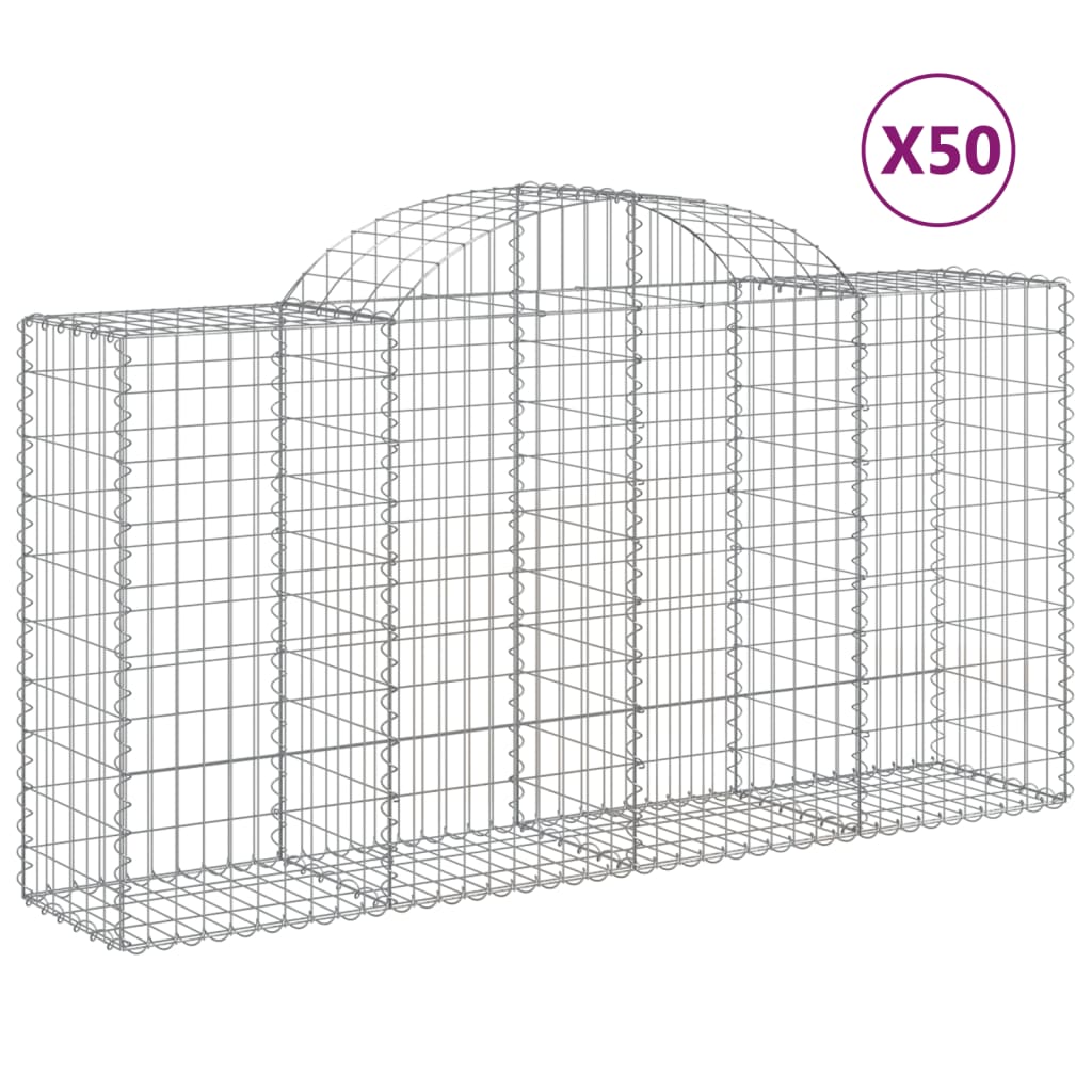 vidaXL Obokane gabion košare 50 kosov 200x50x100/120cm cinkano železo