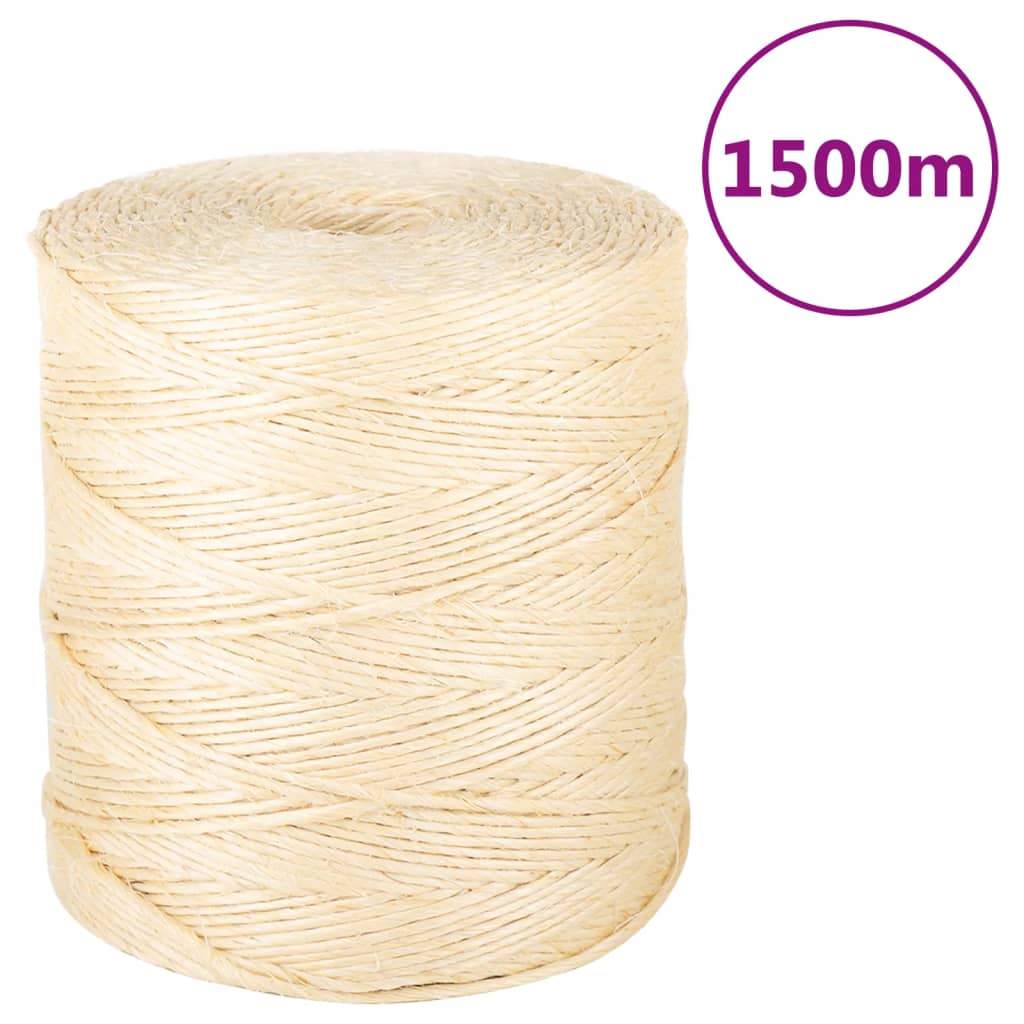 vidaXL Vrv 100 % sisal 2 mm 1500 m