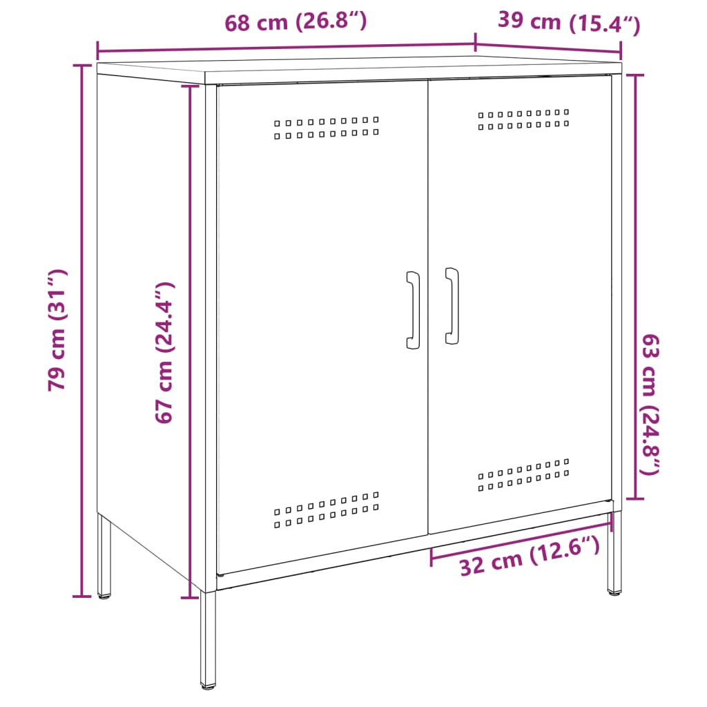 vidaXL Komoda črna 68x39x79 cm jeklo