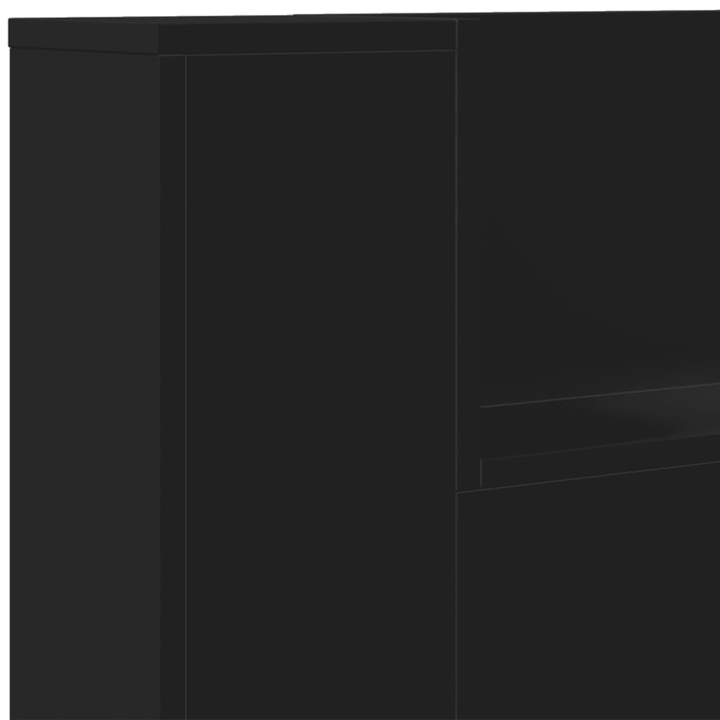 vidaXL Omarica za vzglavje postelje LED črna 160x16,5x103,5 cm