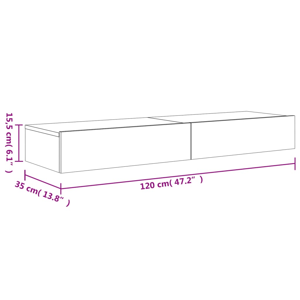 vidaXL TV omarice z LED lučkami 2 kosa betonsko siva 60x35x15,5 cm