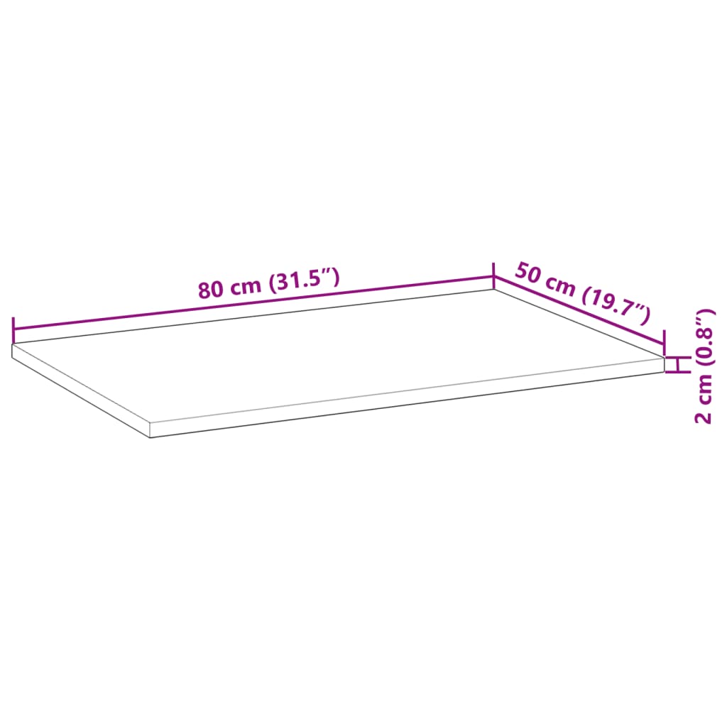 vidaXL Kopalniški pult neobdelan 80x50x2 cm trden akacijev les