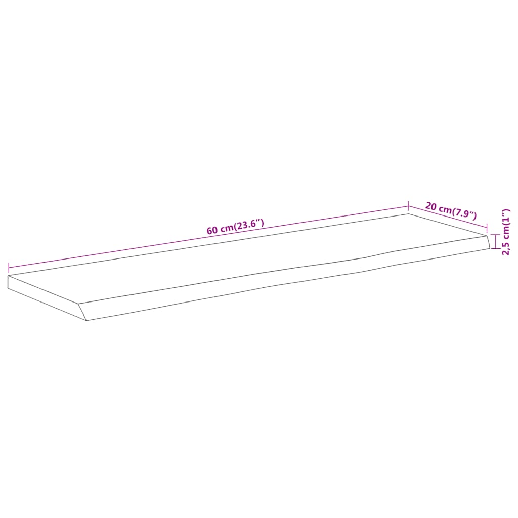 vidaXL Stenska polica 60x20x2,5 cm pravokotna akacija naraven rob