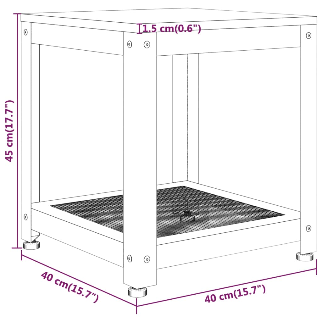 vidaXL Klubska mizica temno rjava in črna 40x40x45 cm MDF in železo