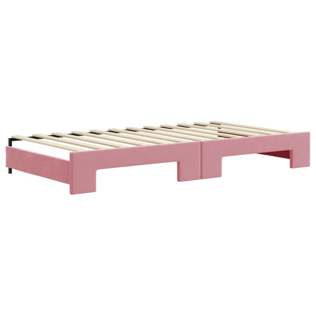 vidaXL Izvlečna dnevna postelja roza 100x200 cm žamet