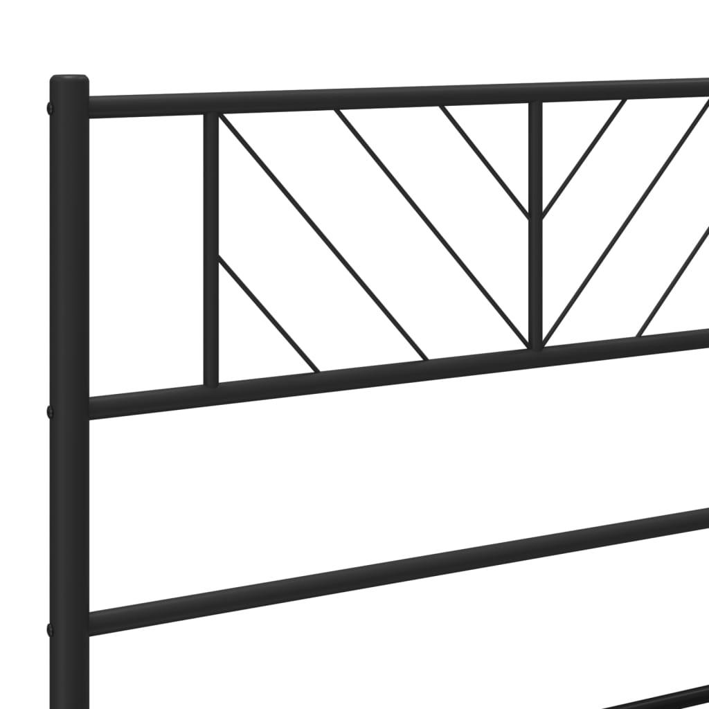 vidaXL Kovinski posteljni okvir z vzglavjem in vznožjem črn 200x200 cm