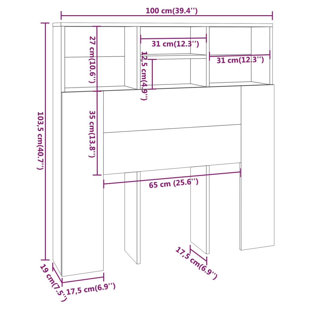 vidaXL Vzglavna omarica rjavi hrast 100x19x103,5 cm