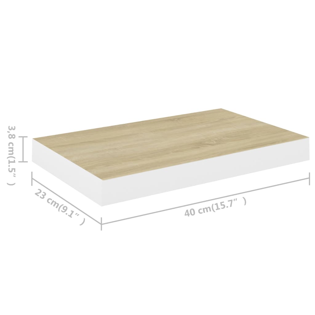 vidaXL Stenska polica barva hrasta in bela 40x23x3,8 cm MDF