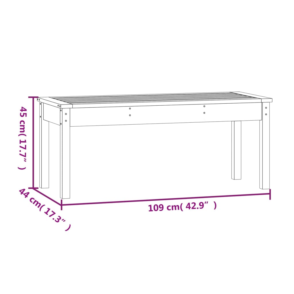 vidaXL Vrtna klop črna 109x44x45 cm trdna borovina